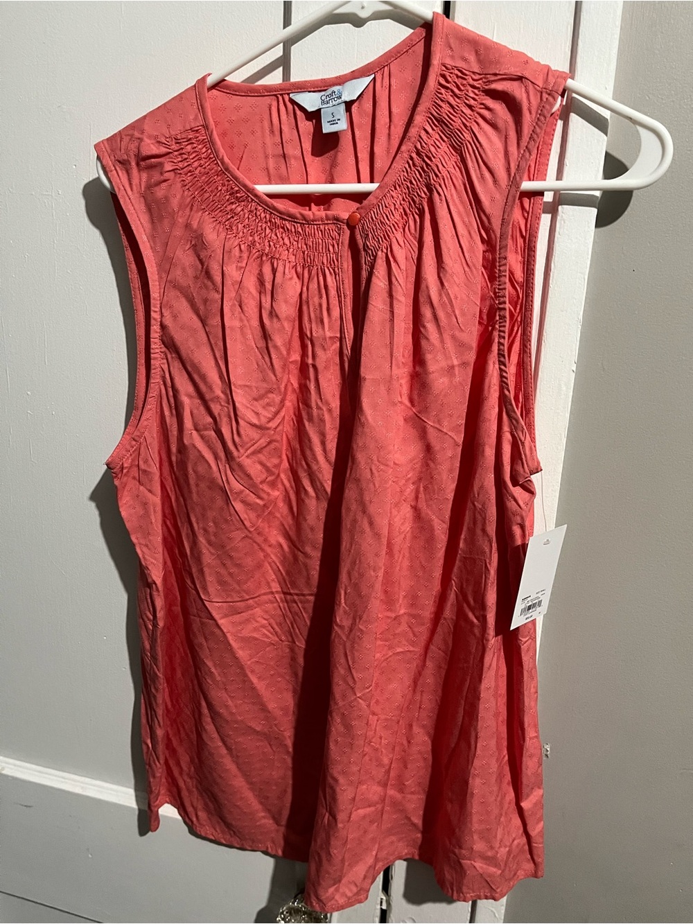 croft & barrow Coral Sleeveless Smocked Yoke Tank